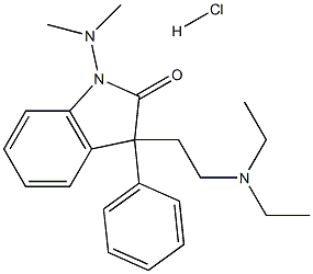 3-[2-(DIETHYLAMINO)ETHYL]-1-(DIMETHYLAMINO)-3-PHENYL-1,3-DIHYDRO-2H-INDOL-2-ONE HYDROCHLORIDE Struktur