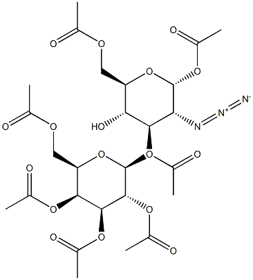 1,3,6-Tri-O-acetyl-3-O-(2,3,4,6-tetra-O-acetyl-b-D-galactopyranosyl)-2-azido-2-deoxy-a-D-glucopyranose Struktur