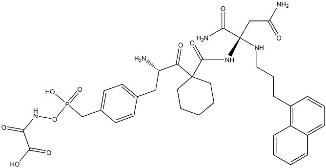 2-(((1-(N-carboxycarbonylamino-4-phosphonomethylphenylalanyl)cyclohex-1-yl)carbonyl)amino)-N-(3-(1-naphthyl)propyl)asparaginamide Struktur