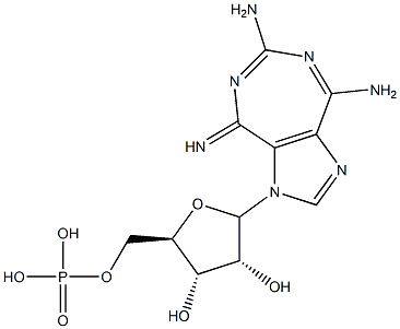 4,6-diamino-8-imino--8H-1-ribofuranosylimidazo(4,5-e)(1,3)diazepine-5'-phosphate Struktur