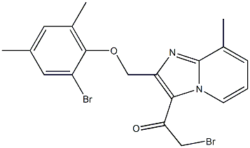 2-BROMO-1-{2-[(2-BROMO-4,6-DIMETHYLPHENOXY)METHYL]-8-METHYLIMIDAZO[1,2-A]PYRIDIN-3-YL}ETHANONE Struktur