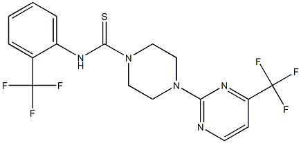 N1-[2-(trifluoromethyl)phenyl]-4-[4-(trifluoromethyl)pyrimidin-2-yl]piperazine-1-carbothioamide Struktur