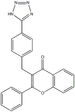 2-phenyl-3-[4-(1H-1,2,3,4-tetraazol-5-yl)benzyl]-4H-chromen-4-one Struktur