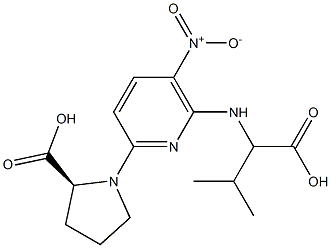 (2S)-1-{6-[(1-carboxy-2-methylpropyl)amino]-5-nitro-2-pyridinyl}tetrahydro-1H-pyrrole-2-carboxylic acid Struktur