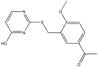 1-(3-{[(4-hydroxypyrimidin-2-yl)thio]methyl}-4-methoxyphenyl)ethan-1-one Struktur