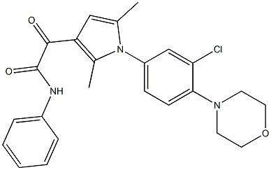 2-[1-(3-chloro-4-morpholinophenyl)-2,5-dimethyl-1H-pyrrol-3-yl]-2-oxo-N-phenylacetamide Struktur