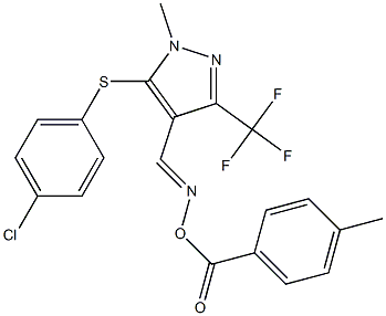 N-{[5-[(4-chlorophenyl)sulfanyl]-1-methyl-3-(trifluoromethyl)-1H-pyrazol-4-yl]methylene}-N-[(4-methylbenzoyl)oxy]amine Struktur