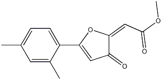 methyl 2-[5-(2,4-dimethylphenyl)-3-oxo-2,3-dihydrofuran-2-yliden]acetate Struktur