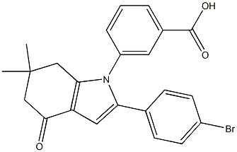 3-[2-(4-bromophenyl)-6,6-dimethyl-4-oxo-4,5,6,7-tetrahydro-1H-indol-1-yl]benzenecarboxylic acid Struktur