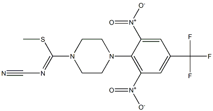 methyl N-cyano-4-[2,6-dinitro-4-(trifluoromethyl)phenyl]tetrahydropyrazine-1(2H)-carbimidothioate Struktur