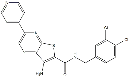 3-amino-N-(3,4-dichlorobenzyl)-6-(4-pyridinyl)thieno[2,3-b]pyridine-2-carboxamide Struktur