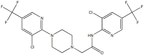 N-[3-chloro-5-(trifluoromethyl)-2-pyridinyl]-2-{4-[3-chloro-5-(trifluoromethyl)-2-pyridinyl]piperazino}acetamide Struktur