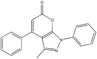 3-methyl-1,4-diphenyl-1,6-dihydropyrano[2,3-c]pyrazol-6-one Struktur