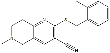 6-methyl-2-[(2-methylbenzyl)sulfanyl]-5,6,7,8-tetrahydro[1,6]naphthyridine-3-carbonitrile Struktur