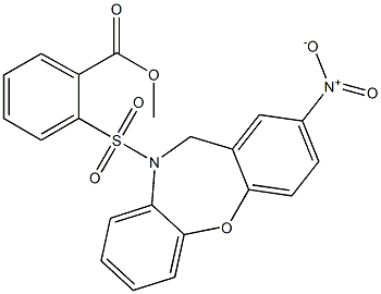 methyl 2-{[2-nitrodibenzo[b,f][1,4]oxazepin-10(11H)-yl]sulfonyl}benzenecarboxylate Struktur