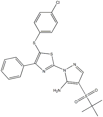 4-(tert-butylsulfonyl)-1-{5-[(4-chlorophenyl)sulfanyl]-4-phenyl-1,3-thiazol-2-yl}-1H-pyrazol-5-ylamine Struktur