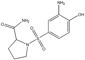 1-[(3-amino-4-hydroxybenzene)sulfonyl]pyrrolidine-2-carboxamide Struktur