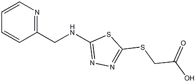 2-({5-[(pyridin-2-ylmethyl)amino]-1,3,4-thiadiazol-2-yl}sulfanyl)acetic acid Struktur