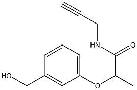 2-[3-(hydroxymethyl)phenoxy]-N-(prop-2-yn-1-yl)propanamide Struktur