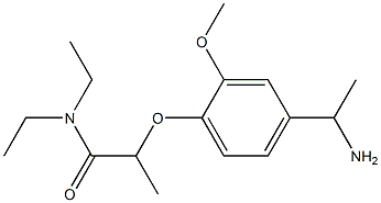 2-[4-(1-aminoethyl)-2-methoxyphenoxy]-N,N-diethylpropanamide Struktur