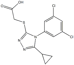 2-{[5-cyclopropyl-4-(3,5-dichlorophenyl)-4H-1,2,4-triazol-3-yl]sulfanyl}acetic acid Struktur