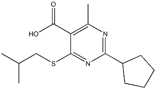 2-cyclopentyl-4-(isobutylthio)-6-methylpyrimidine-5-carboxylic acid Struktur