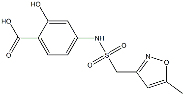 2-hydroxy-4-[(5-methyl-1,2-oxazol-3-yl)methanesulfonamido]benzoic acid Struktur