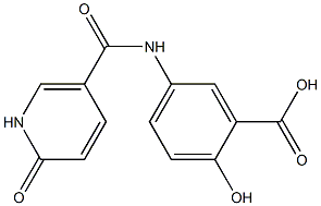 2-hydroxy-5-{[(6-oxo-1,6-dihydropyridin-3-yl)carbonyl]amino}benzoic acid Struktur