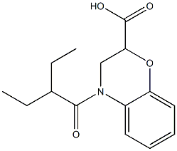 4-(2-ethylbutanoyl)-3,4-dihydro-2H-1,4-benzoxazine-2-carboxylic acid Struktur