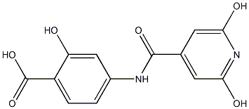 4-[(2,6-dihydroxyisonicotinoyl)amino]-2-hydroxybenzoic acid Struktur