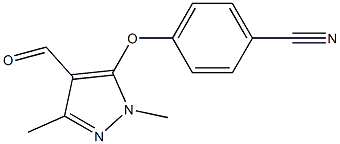 4-[(4-formyl-1,3-dimethyl-1H-pyrazol-5-yl)oxy]benzonitrile Struktur