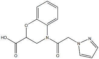 4-[2-(1H-pyrazol-1-yl)acetyl]-3,4-dihydro-2H-1,4-benzoxazine-2-carboxylic acid Struktur