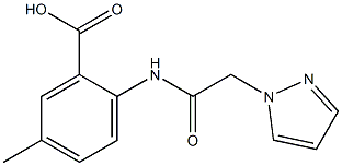 5-methyl-2-[2-(1H-pyrazol-1-yl)acetamido]benzoic acid Struktur