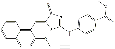 methyl 4-[(4-oxo-5-{[2-(2-propynyloxy)-1-naphthyl]methylene}-4,5-dihydro-1,3-thiazol-2-yl)amino]benzoate Struktur