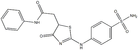 2-{2-[4-(aminosulfonyl)anilino]-4-oxo-4,5-dihydro-1,3-thiazol-5-yl}-N-phenylacetamide Struktur