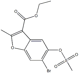 ethyl 6-bromo-2-methyl-5-[(methylsulfonyl)oxy]-1-benzofuran-3-carboxylate Struktur