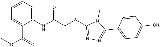 methyl 2-[({[5-(4-hydroxyphenyl)-4-methyl-4H-1,2,4-triazol-3-yl]sulfanyl}acetyl)amino]benzoate Struktur