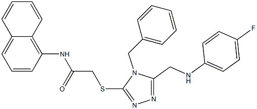 2-({4-benzyl-5-[(4-fluoroanilino)methyl]-4H-1,2,4-triazol-3-yl}sulfanyl)-N-(1-naphthyl)acetamide Struktur