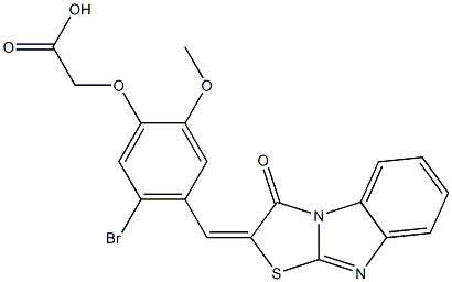 {5-bromo-2-methoxy-4-[(3-oxo[1,3]thiazolo[3,2-a]benzimidazol-2(3H)-ylidene)methyl]phenoxy}acetic acid Struktur