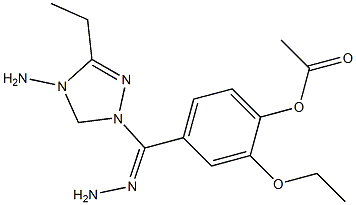 4-[2-(4-amino-5-ethyl-4H-1,2,4-triazol-3-yl)carbohydrazonoyl]-2-ethoxyphenyl acetate Struktur