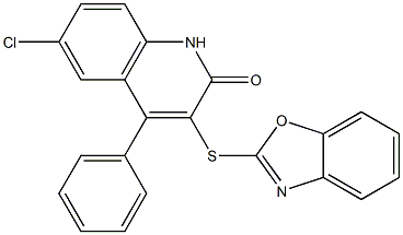 3-(1,3-benzoxazol-2-ylsulfanyl)-6-chloro-4-phenyl-2(1H)-quinolinone Struktur