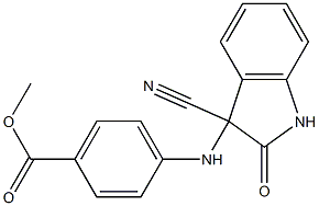 methyl 4-[(3-cyano-2-oxo-2,3-dihydro-1H-indol-3-yl)amino]benzoate Struktur