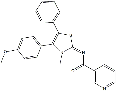 N-(4-(4-methoxyphenyl)-3-methyl-5-phenyl-1,3-thiazol-2(3H)-ylidene)nicotinamide Struktur