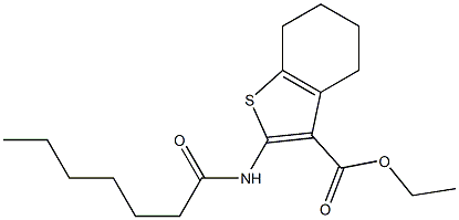 ethyl 2-(heptanoylamino)-4,5,6,7-tetrahydro-1-benzothiophene-3-carboxylate Struktur