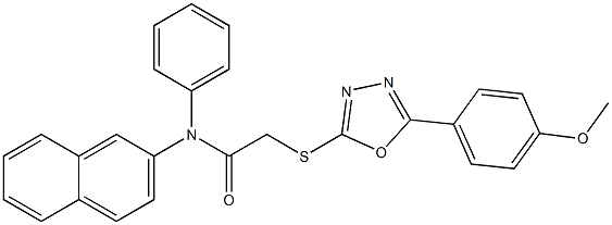 2-{[5-(4-methoxyphenyl)-1,3,4-oxadiazol-2-yl]sulfanyl}-N-(2-naphthyl)-N-phenylacetamide Struktur