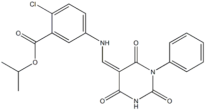 isopropyl 2-chloro-5-{[(2,4,6-trioxo-1-phenyltetrahydro-5(2H)-pyrimidinylidene)methyl]amino}benzoate Struktur