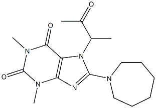 8-(1-azepanyl)-1,3-dimethyl-7-(1-methyl-2-oxopropyl)-3,7-dihydro-1H-purine-2,6-dione Struktur