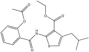 ethyl 2-{[2-(acetyloxy)benzoyl]amino}-4-isobutyl-3-thiophenecarboxylate Struktur