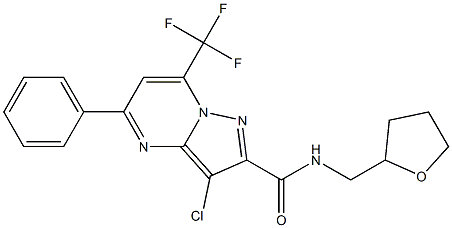 3-chloro-5-phenyl-N-(tetrahydro-2-furanylmethyl)-7-(trifluoromethyl)pyrazolo[1,5-a]pyrimidine-2-carboxamide Struktur