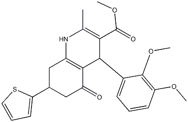 methyl 4-(2,3-dimethoxyphenyl)-2-methyl-5-oxo-7-thien-2-yl-1,4,5,6,7,8-hexahydroquinoline-3-carboxylate Struktur